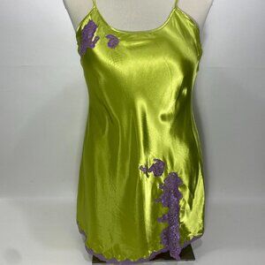 Chanteuse Women's Slip Gown Size Large Green Purple Lace